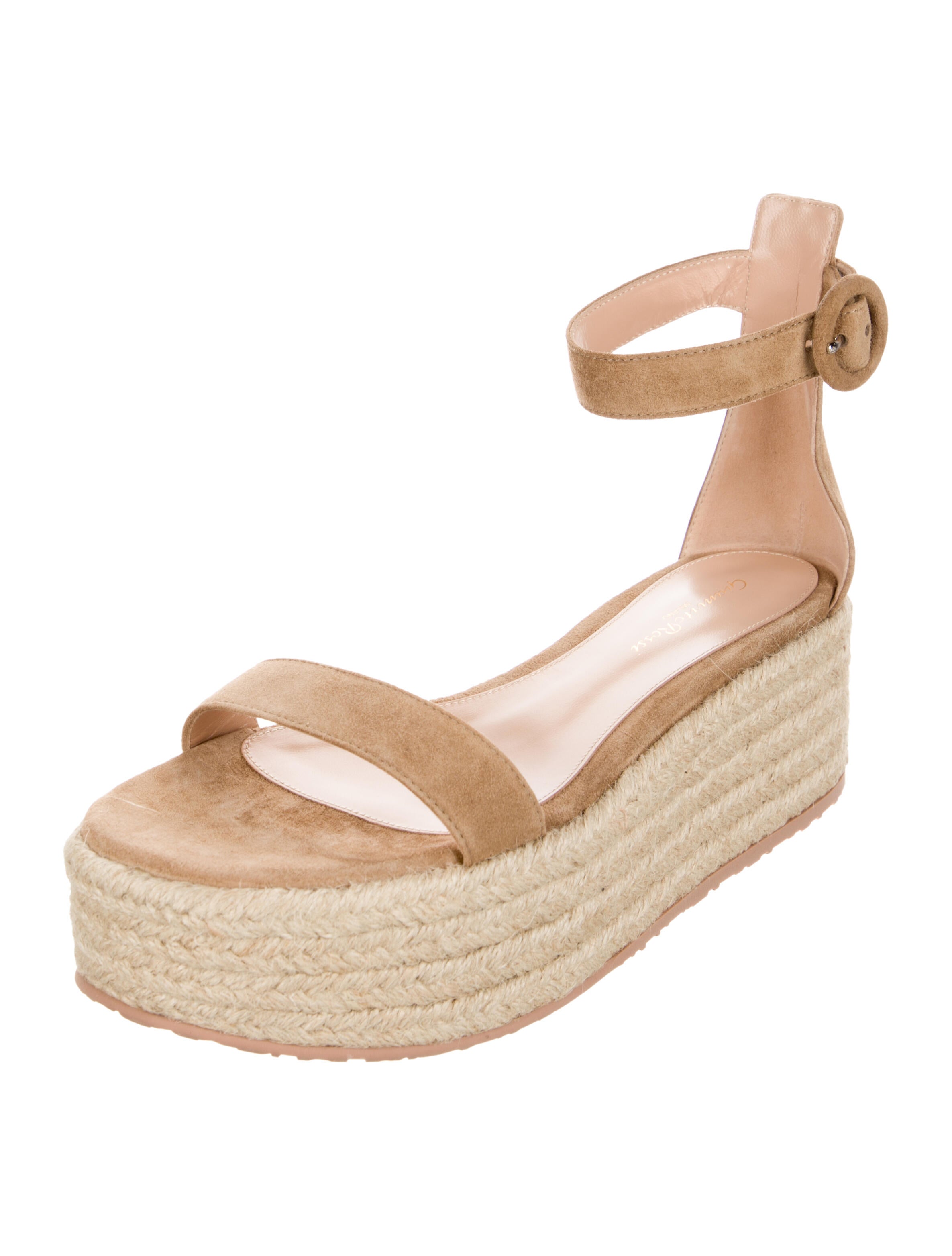 Gianvito Rossi Suede Leather Trim Embellishment Espadrilles