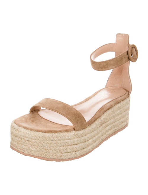Gianvito Rossi Suede Leather Trim Embellishment Espadrilles