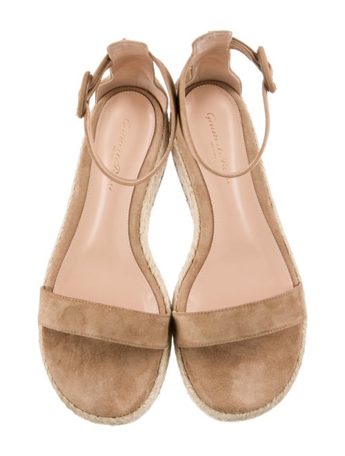 Gianvito Rossi Suede Leather Trim Embellishment Espadrilles