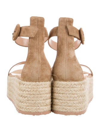 Gianvito Rossi Suede Leather Trim Embellishment Espadrilles