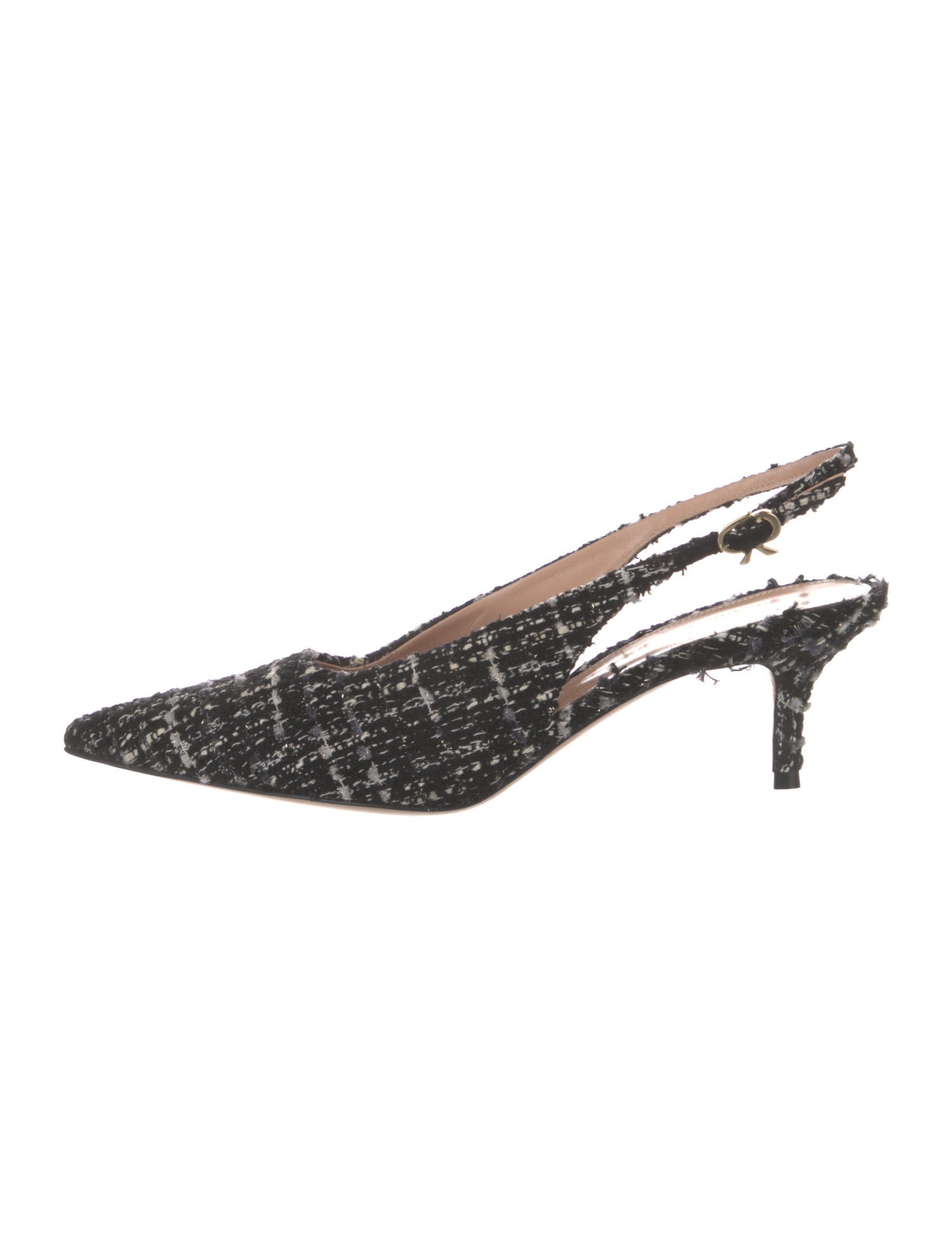 Gianvito Rossi Tweed Tweed Pattern Slingback Pumps