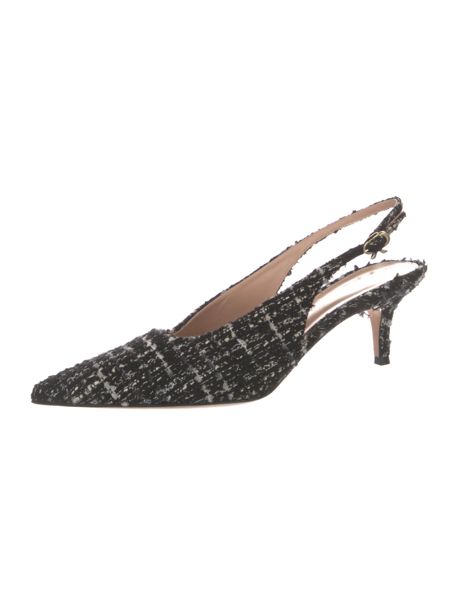Gianvito Rossi Tweed Tweed Pattern Slingback Pumps