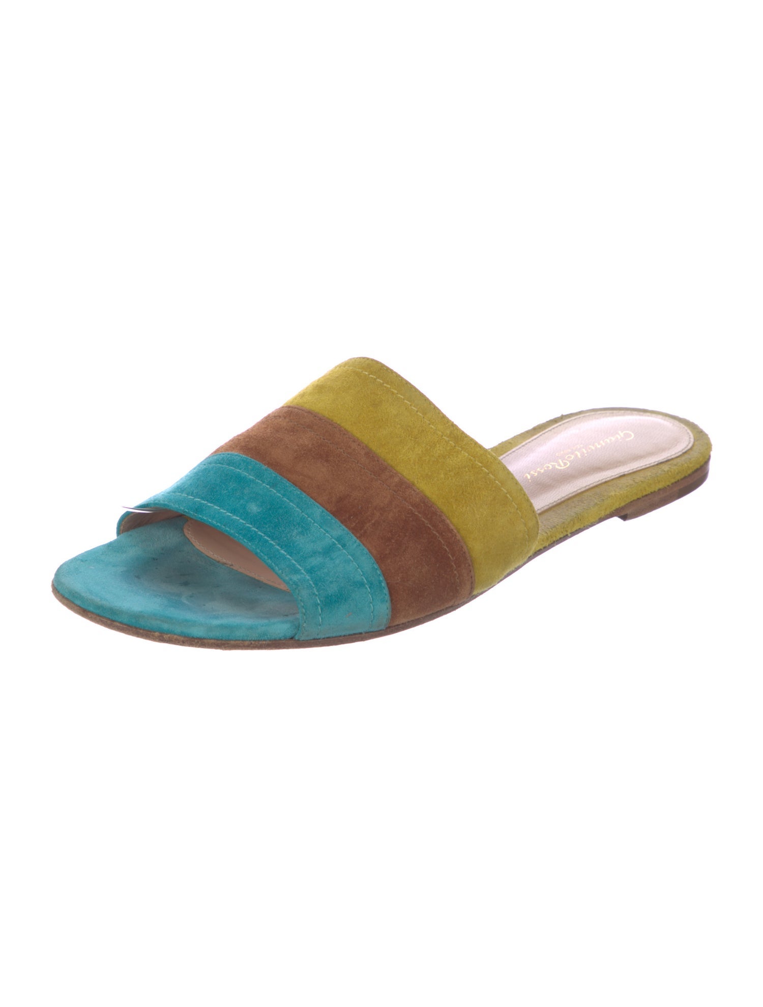 Gianvito Rossi Suede Colorblock Pattern Slides