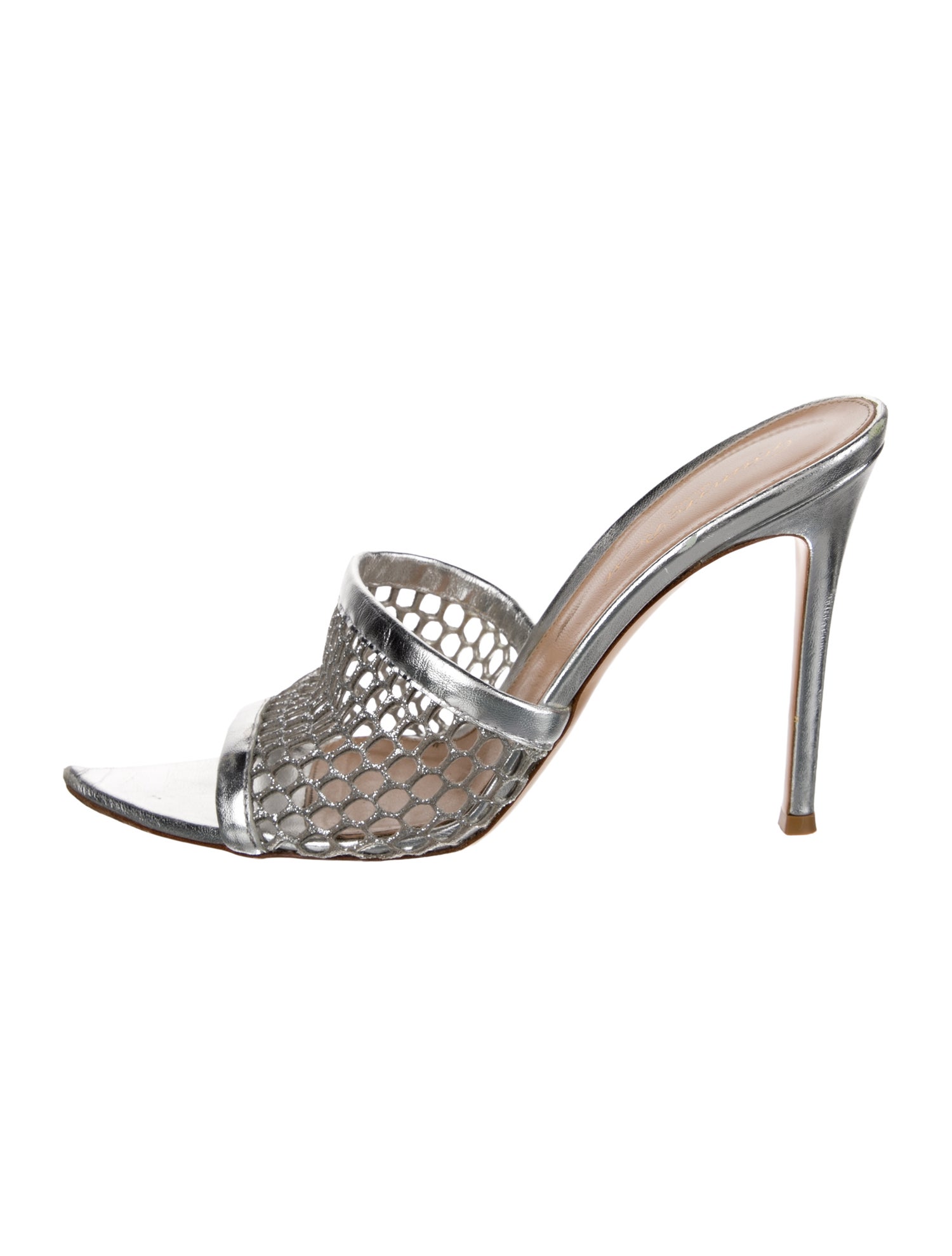 Gianvito Rossi Leather Glitter Accents Slides