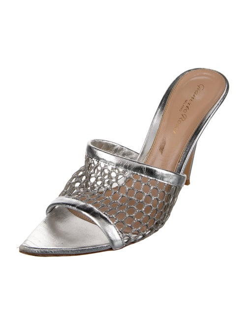 Gianvito Rossi Leather Glitter Accents Slides