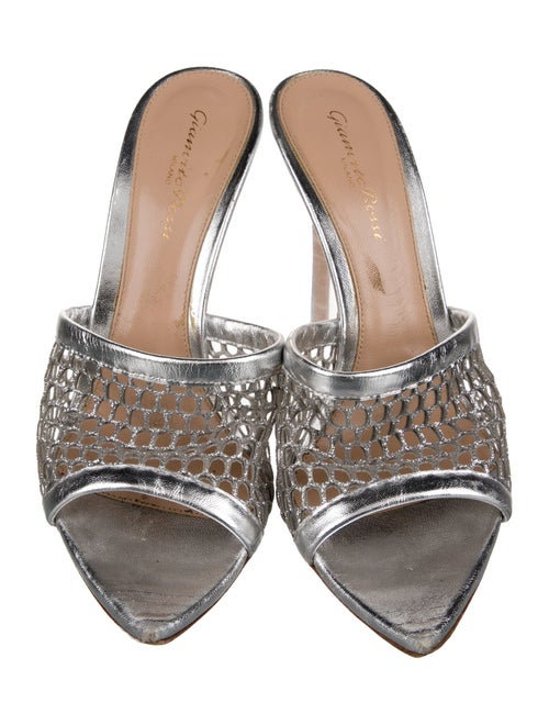 Gianvito Rossi Leather Glitter Accents Slides