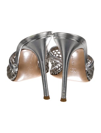 Gianvito Rossi Leather Glitter Accents Slides