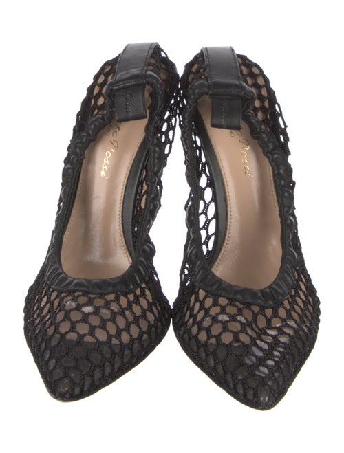 Gianvito Rossi Mesh Leather Trim Embellishment Mules