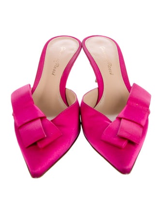 Gianvito Rossi Satin Bow Accents Mules