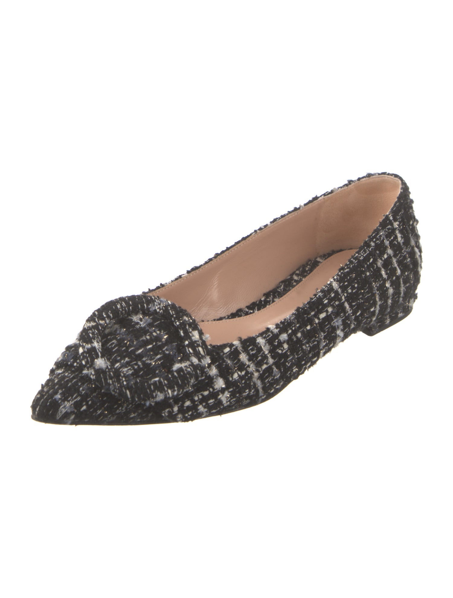 Gianvito Rossi Tweed Colorblock Pattern Flats