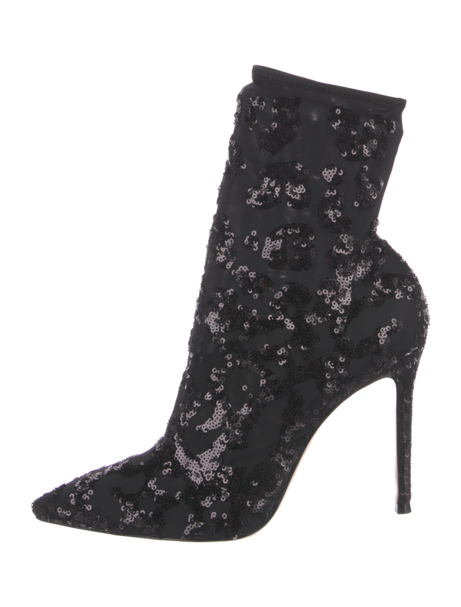 Gianvito Rossi Sequins Mesh Accents Sock Boots