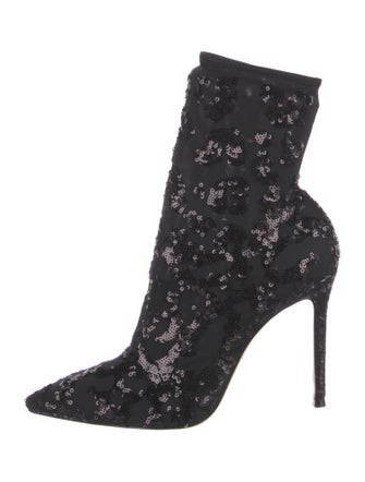 Gianvito Rossi Sequins Mesh Accents Sock Boots