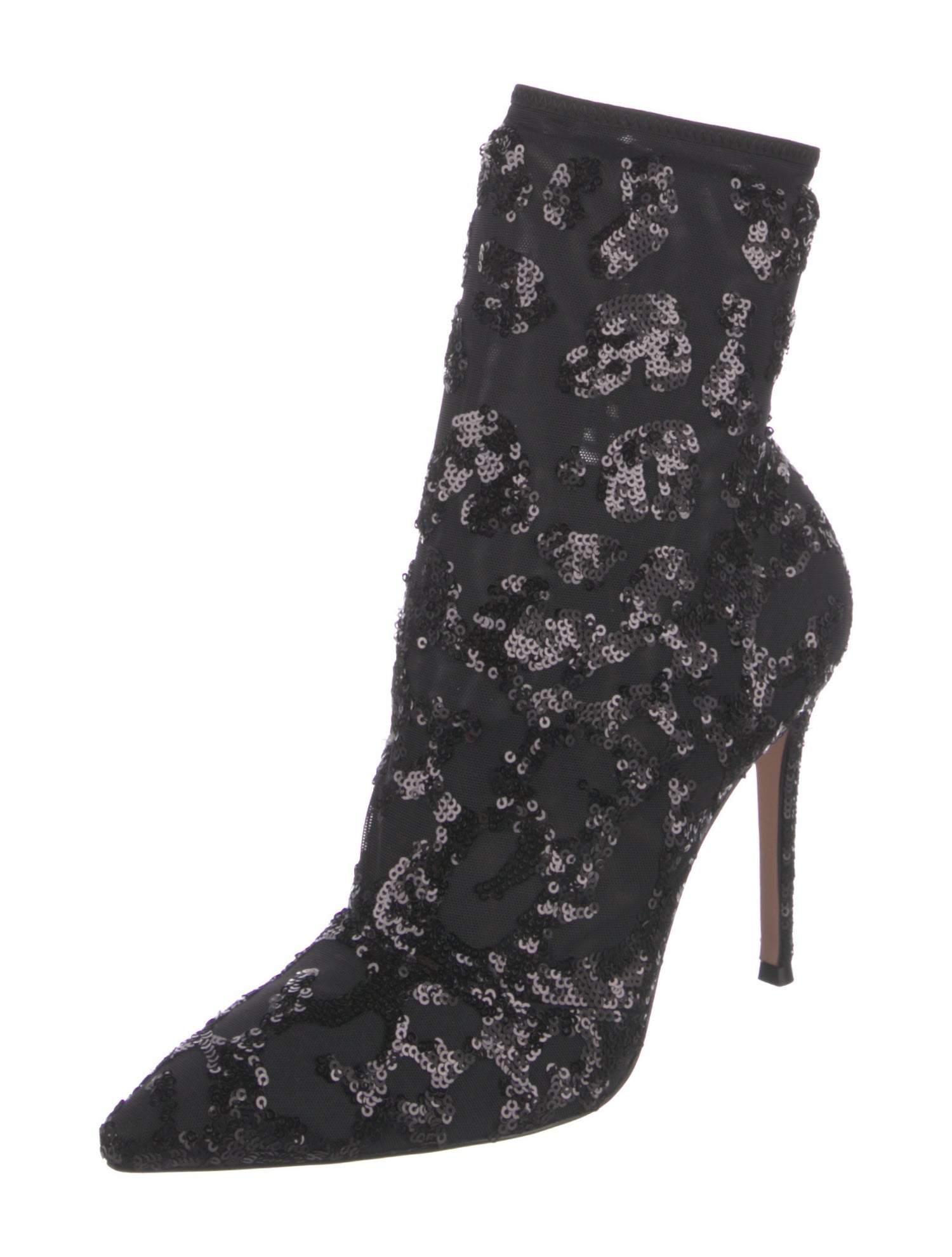 Gianvito Rossi Sequins Mesh Accents Sock Boots