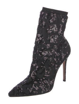 Gianvito Rossi Sequins Mesh Accents Sock Boots