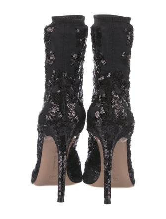 Gianvito Rossi Sequins Mesh Accents Sock Boots