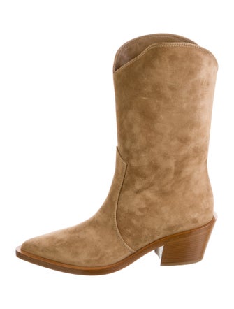 Gianvito Rossi Suede Colorblock Pattern Western Boots