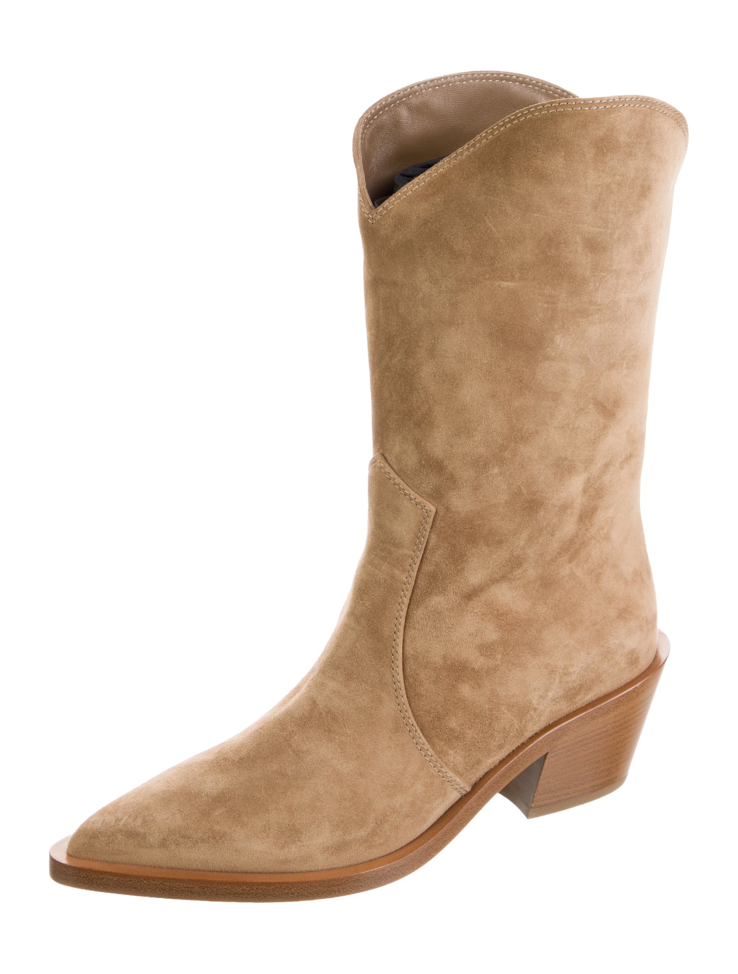 Gianvito Rossi Suede Colorblock Pattern Western Boots