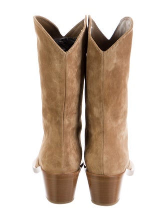 Gianvito Rossi Suede Colorblock Pattern Western Boots