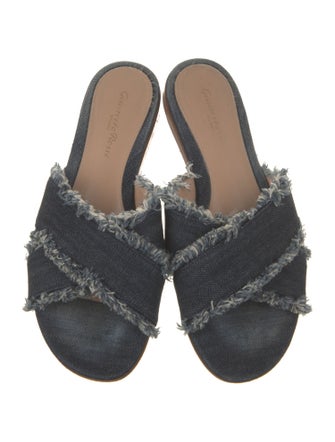 Gianvito Rossi Denim Animal Print Slides