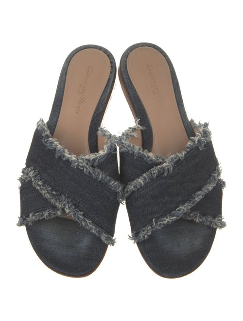 Gianvito Rossi Denim Animal Print Slides