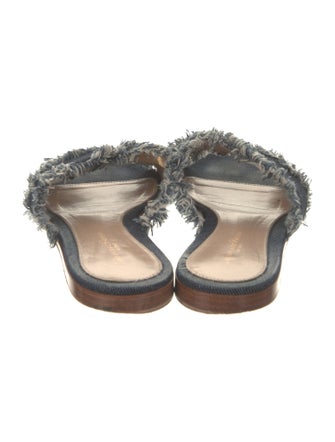Gianvito Rossi Denim Animal Print Slides