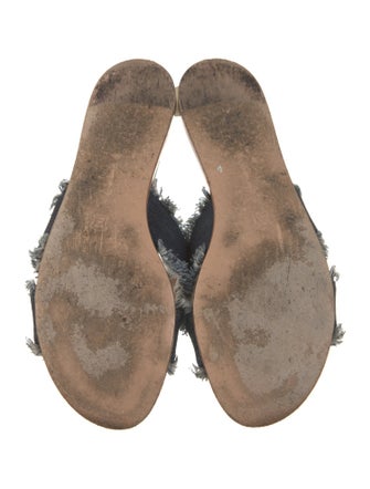 Gianvito Rossi Denim Animal Print Slides