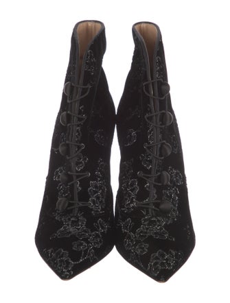 Gianvito Rossi Velvet Printed Lace-Up Boots