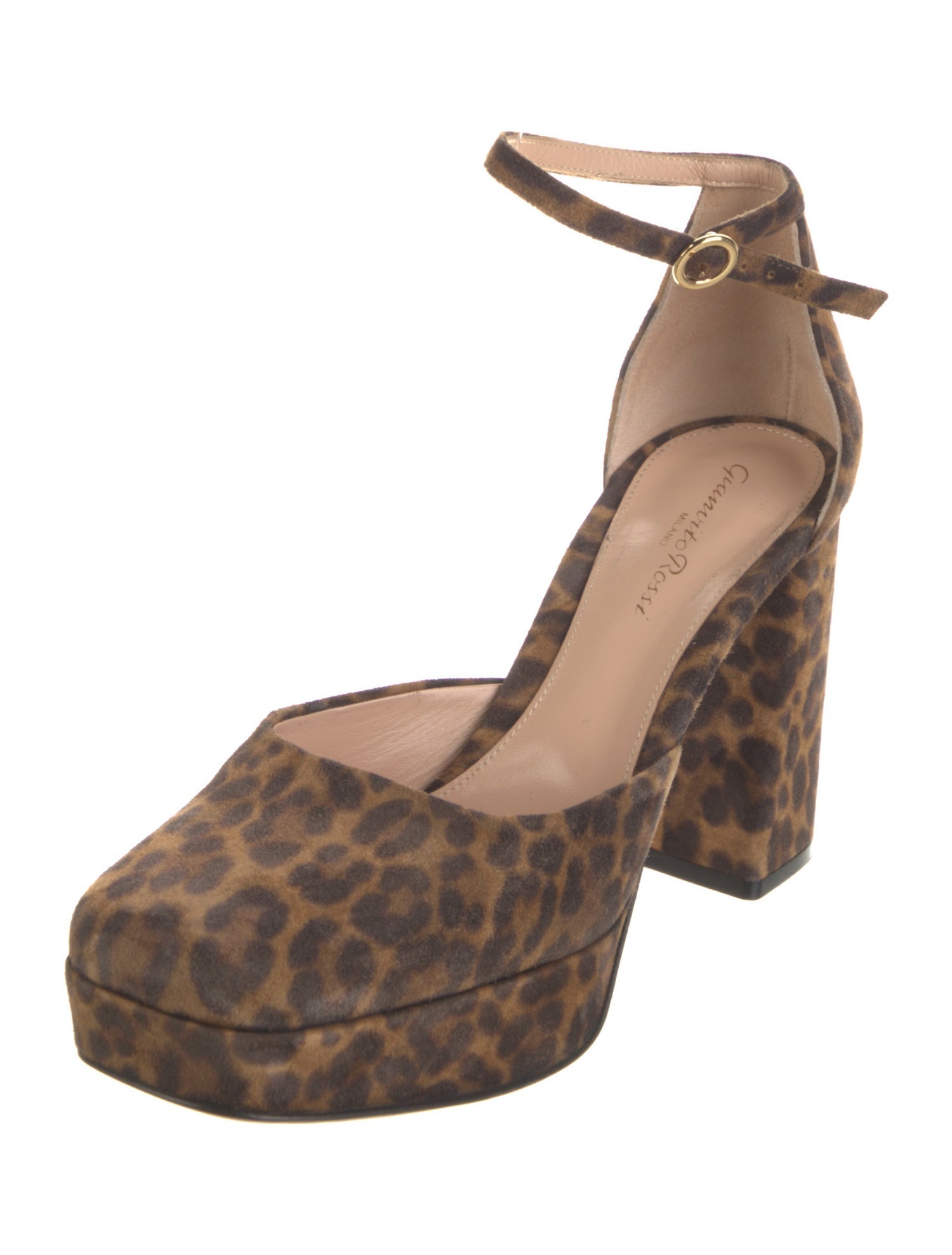 Gianvito Rossi Suede Animal Print D'Orsay Pumps