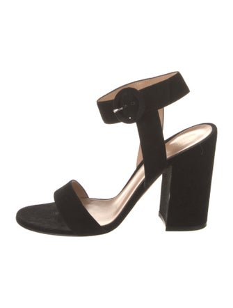 Gianvito Rossi Suede Leather Trim Embellishment Sandals