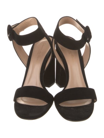 Gianvito Rossi Suede Leather Trim Embellishment Sandals