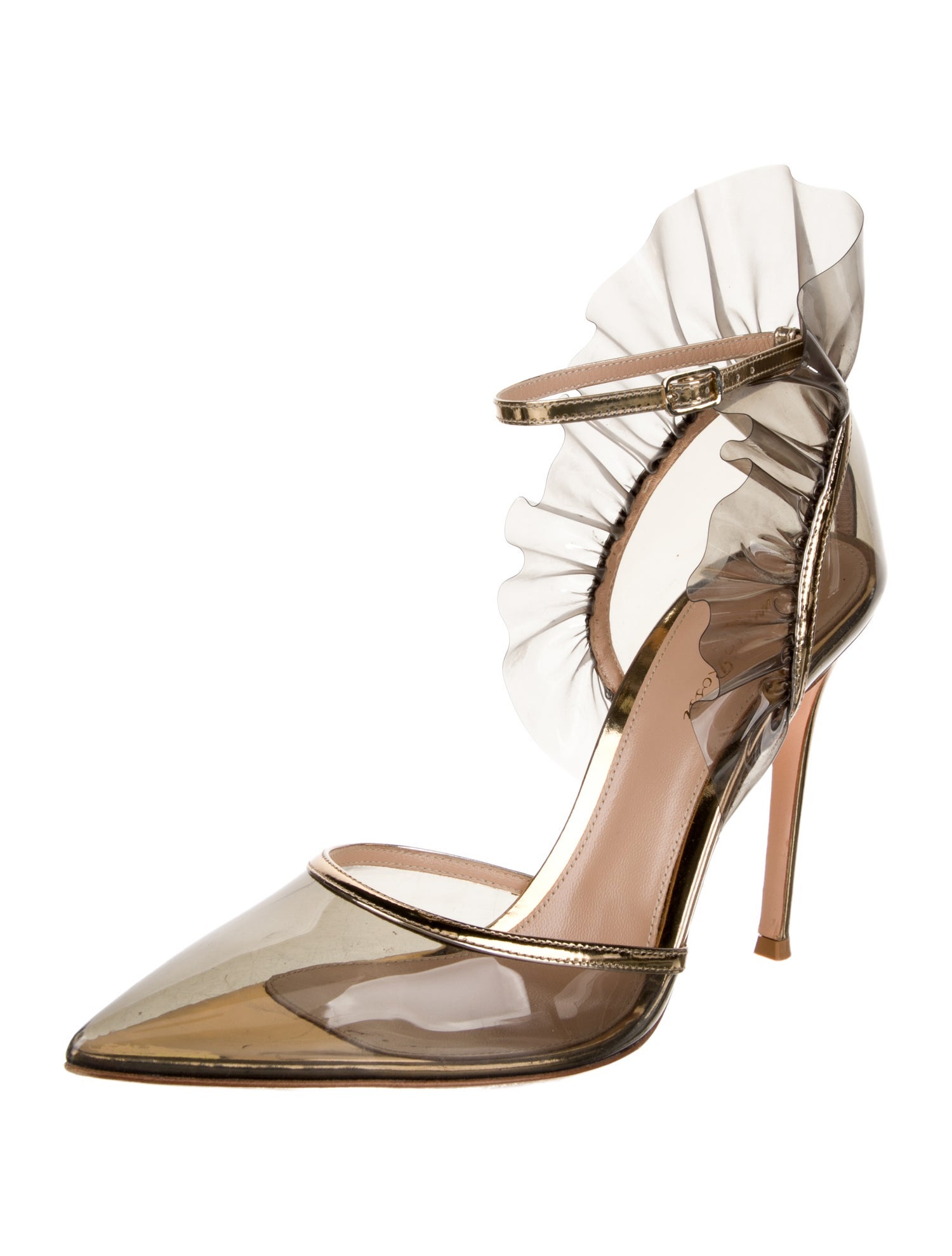 Gianvito Rossi Ruffle Embellishment Slingback Pumps