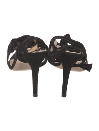 Gianvito Rossi Suede Ruffle Embellishment Sandals