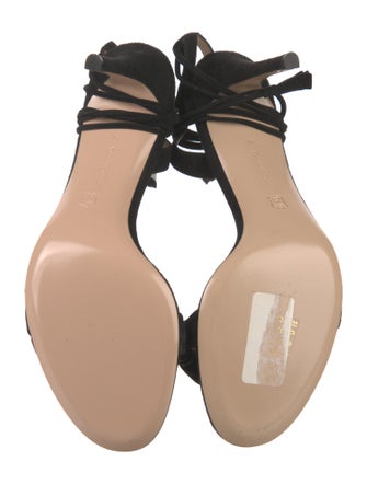 Gianvito Rossi Suede Ruffle Embellishment Sandals