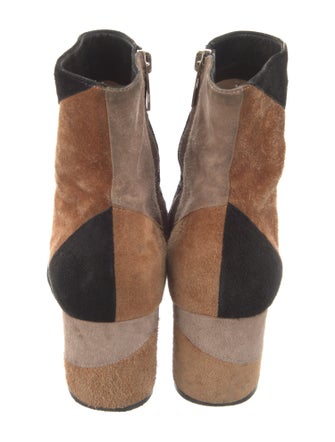 Gianvito Rossi Suede Colorblock Pattern Boots