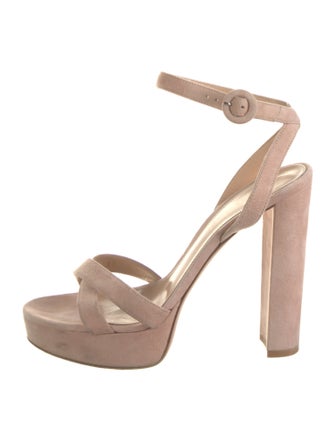 Gianvito Rossi Suede Leather Trim Embellishment Sandals