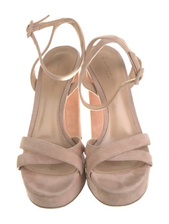 Gianvito Rossi Suede Leather Trim Embellishment Sandals