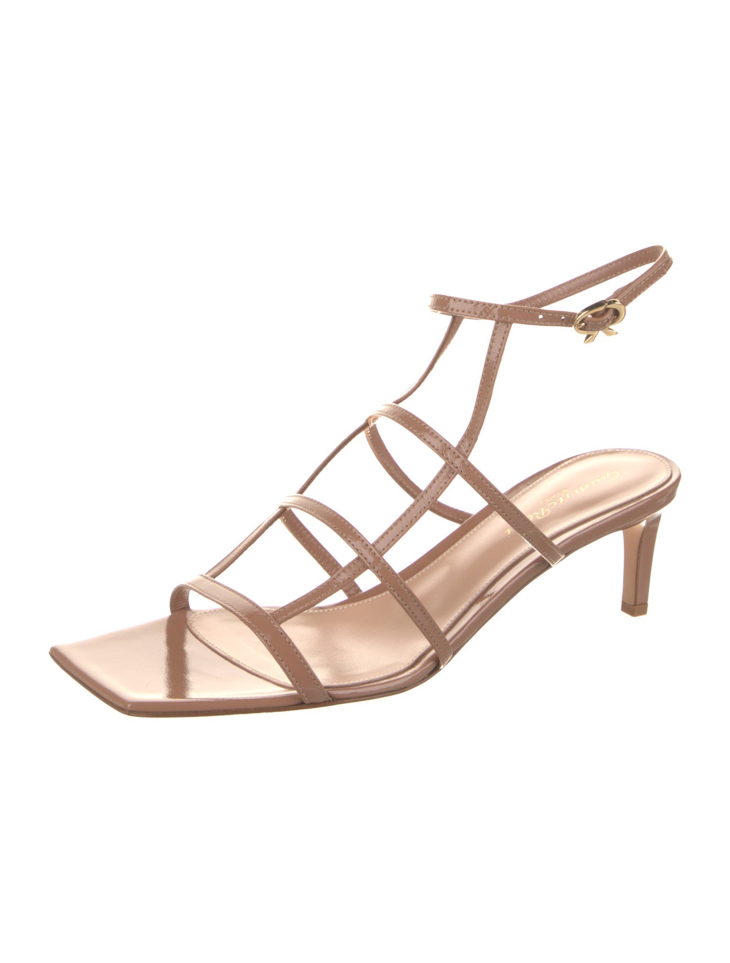 Gianvito Rossi Patent Leather Leather Trim Embellishment Gladiator Sandals
