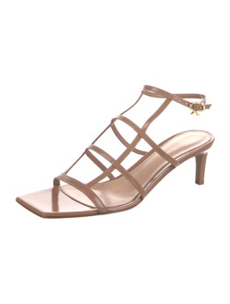 Gianvito Rossi Patent Leather Leather Trim Embellishment Slingback Sandals