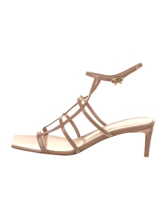 Gianvito Rossi Patent Leather Leather Trim Embellishment Gladiator Sandals