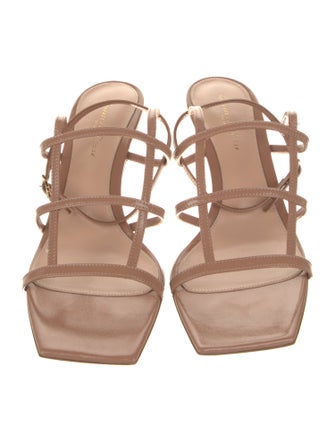 Gianvito Rossi Patent Leather Leather Trim Embellishment Gladiator Sandals