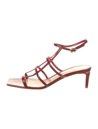 Gianvito Rossi Patent Leather Leather Trim Embellishment Gladiator Sandals
