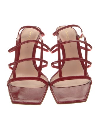 Gianvito Rossi Patent Leather Leather Trim Embellishment Slingback Sandals