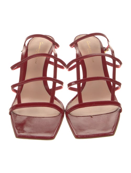 Gianvito Rossi Patent Leather Leather Trim Embellishment Slingback Sandals