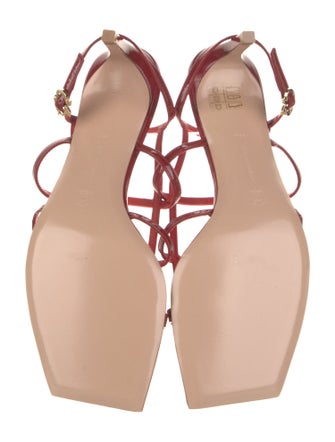 Gianvito Rossi Patent Leather Leather Trim Embellishment Slingback Sandals