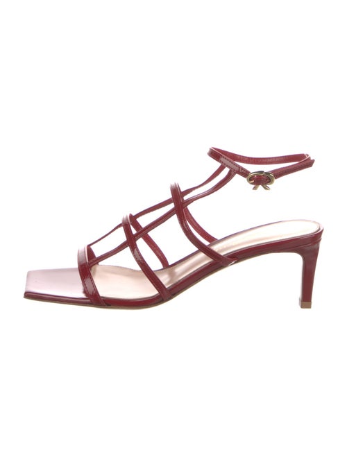 Gianvito Rossi Patent Leather Leather Trim Embellishment Slingback Sandals