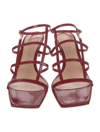 Gianvito Rossi Patent Leather Leather Trim Embellishment Slingback Sandals