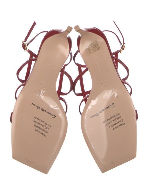 Gianvito Rossi Patent Leather Leather Trim Embellishment Slingback Sandals