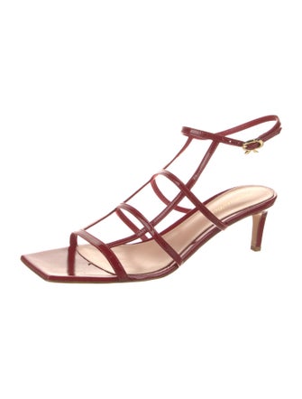 Gianvito Rossi Patent Leather Leather Trim Embellishment Slingback Sandals