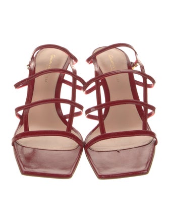 Gianvito Rossi Patent Leather Leather Trim Embellishment Slingback Sandals