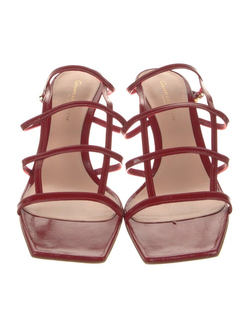 Gianvito Rossi Patent Leather Leather Trim Embellishment Slingback Sandals